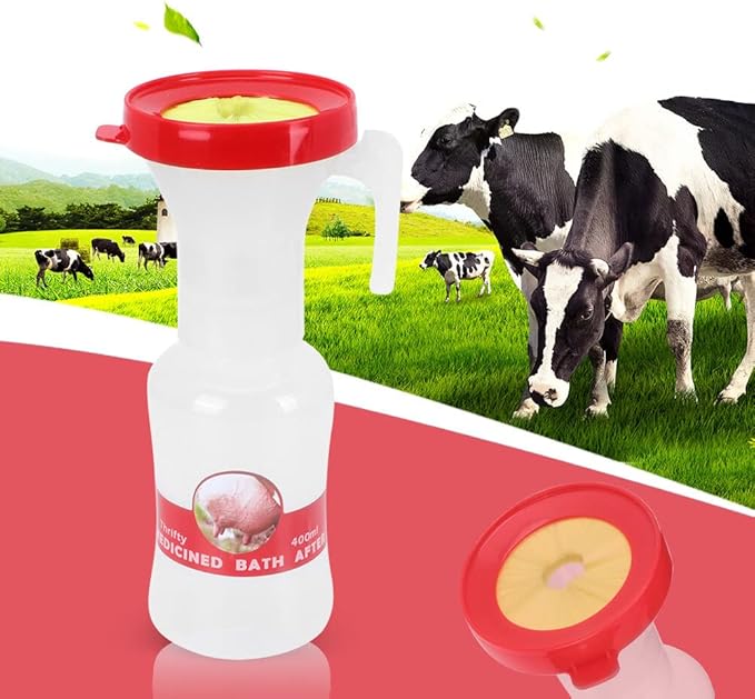 SOONHUA 400ml Soft Teat Dip Cup, Nipple Cleaning Disinfection Tool Non- Return Teat Dipper Cleaning Cup Nipple Milking Medicated Bath Cup Milking Cleaning Cup for Cow Sheep Use