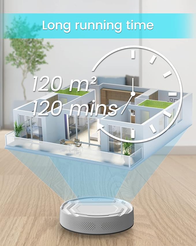 Lefant M210 Pro Robot Vacuum with 2200 Pa Powerful Suction, 6 Cleaning Modes, 120 Mins Runtime, Quiet, Self-Charging, Voice Control, Ideal for Pet Hair and Hard Floor, White
