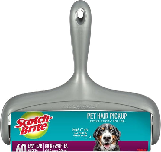 Scotch-Brite Pet Hair Extra Sticky Large Lint Roller, 60 Sheets, 1 Pack | Designed for Removing Fur + Fluff on Couches, Clothes, Dog and Cat Beds, & More by Unknown