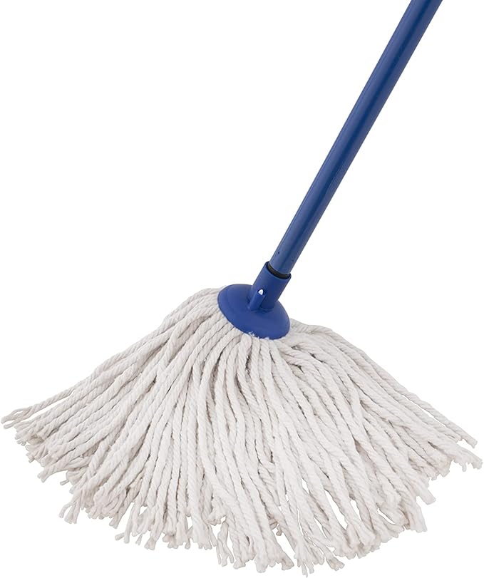 Superio String Mop Cotton Mop for Hardwood Floor Cleaning Mop for Home, Kitchen, Bath, Office Cleaning, Blue Heavy Duty Commercial/Industrial, 10” Strings with 48” Aluminum Handle