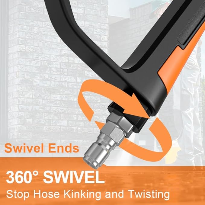 5000PSI Pressure Washer Gun and Hose Kit, 100FT Kink Resistant Steel Braided Power Washer Hose with 3/8" Swivel Quick Connector and M22 14mm Adapters Replacement