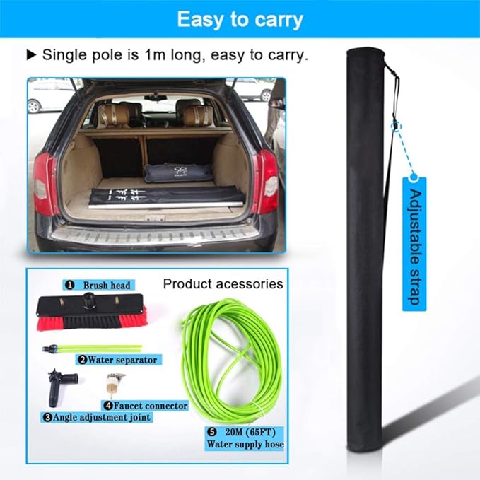 Photovoltaic Panel Cleaning, Window Clean, 3-12M Water Fed Telesbrush, Extendable Cleaner Conservatory Roof Cleaning Tools Pole/7M Rod/30Cm Brush Head