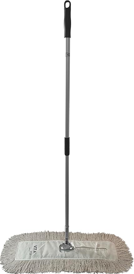 Ultimate Dust Mop Kit: Industrial-Grade Performance, Heavy-Duty Frame, Telescopic Handle - White 24 Inch