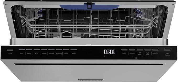 Empava 24 Inch Built-in Dishwasher, Stainless Steel Tub, 15 Place Settings, 8 Wash Cycles, Top Control, Auto Door Dry, 49 dB Ultra Quiet, Energy Star & UL Certified