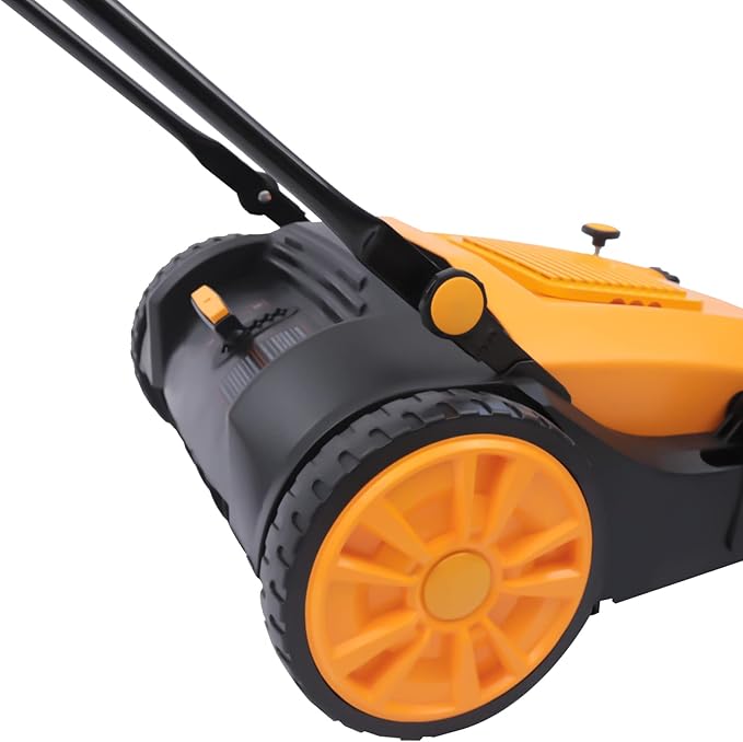 Industrial Floor Sweeper Machine 41" Hand Push Broom Large Area Outdoor Commercial Walk Behind Cleaning Tool With 14.5 Gal Trash Bin for Garage, Driveway, Hotel