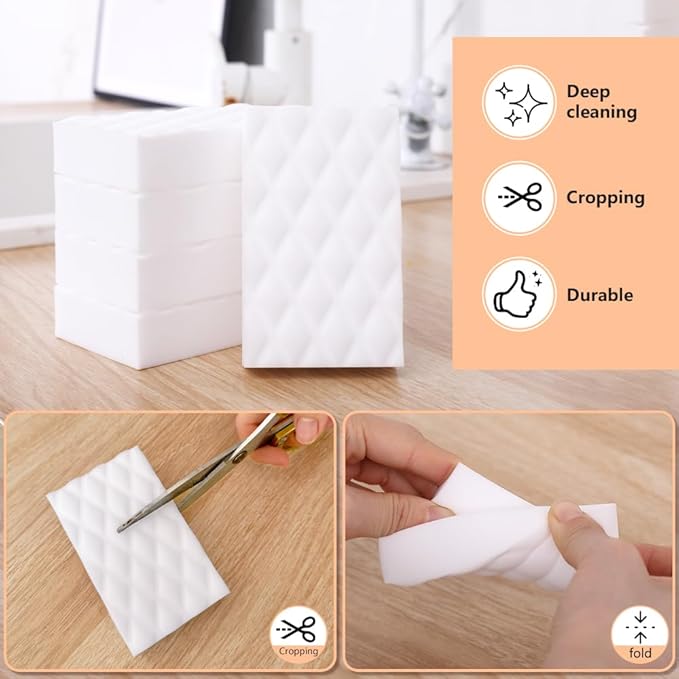 Magic Sponges Eraser,20 Pack Melamine Sponge in Bulk,2X Density,Long Lasting,Cleaning Sponge for Kitchen, Bathroom,Bathtub, Sink,Furniture, Wall Cleaner (White???20PCS???, 3.93x2.36x0.79in)