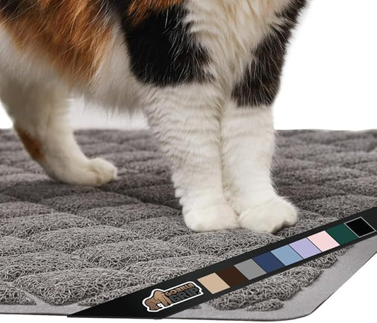 GORILLA GRIP Cat Litter Box Mat, Water Resistant, US Designed Kitty Litter Trapping Mats, Easy to Clean, Scatter Control, Less Mess and Clean Floors, Kitten Supplies for Indoor Cats, 24x17 Grey