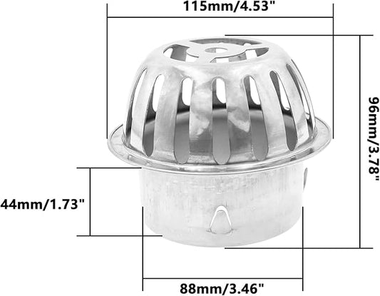Roof Floor Drain,SAFYY 304 Stainless Steel Roof Drain Dome,Balcony Roof Dome Drain Cover,Yard Outdoor Anti Blocking Strainer,Gardens Gutter Cleaning Tool,Rain Bucket Drainage Parts (1, 90mm/3.5")