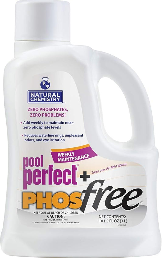 Natural Chemistry Pool Perfect + Phosfree, 3 L, 1 Pack, Phosphate Remover, Reduces Waterline Rings, Unpleasant Odors & Eye Irritation