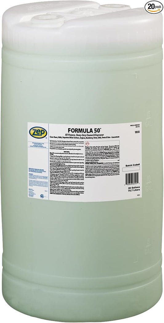 Zep Formula 50 Cleaner and Degreaser- 20 Gallon (Each) 85950 - All-Purpose, Heavy-Duty, Use on Floors, Walls, Unpainted Metal Surfaces, Engines, Grills, Ovens and Fans