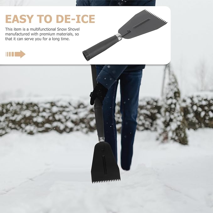 TOYANDONA Heavy Duty Manganese Steel Ice Shovel and Snow Scraper for Outdoor Winter Use, Sturdy Metal Snow Cleaning Tool with Wear-Resistant Blade for Driveway and Household Ice Removal