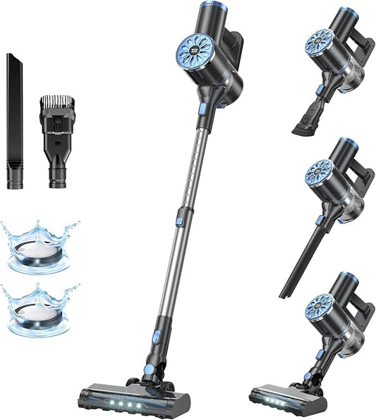 VIPSUN Cordless Vacuum Cleaner with Self-Standing, LED Screen Stick Vacuum Cleaners for Home, Lightweight Powerful Suction Vacuum, 6-in-1 Rechargeable Vacuum for Carpets, Pet Hair, Hardwood Floors