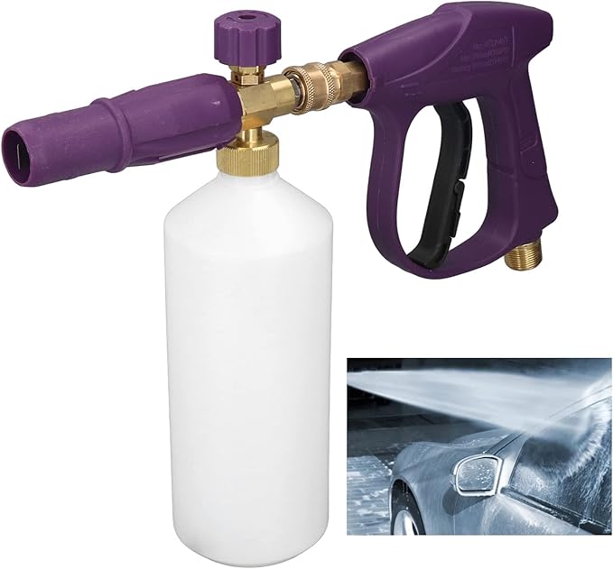1L Foam Cannon for Pressure Washer, Adjustable Foam Lance, Brass Nozzle, High Pressure Car Wash, Vehicle and Driveway Cleaning Tool