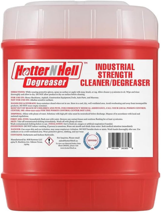 5 Gallon Industrial Degreaser- melts oil, grease, and carbon- commercial grade cleaner for equipment, concrete, shop floors & engines