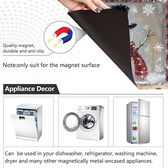 Winter Snowman Magnetic Dishwasher Sticker Kitchen Decoration, Winter Snowflakes Dishwasher Magnetic Panel Decal, Welcome Winter Dishwasher Covers for The Front (23" x 26" Magnetic)