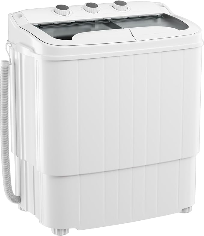 Greenvelly Portable Washing Machine, 16 Lbs Compact Mini Washer and Dryer Combo, Semi-automatic Twin Tub Laundry Washine with Drain Pump for Dorms, Apartments, RVs (Grey)