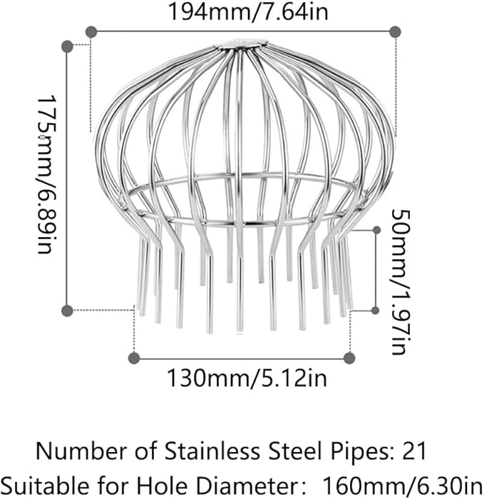 2Pcs 304 Stainless Steel Drain Outdoor Roof Anti-Blocking Line Cap Drain Cover Gutter Protector Cleaner Gutter Cleaning Tools (6.89 * 7.64in)