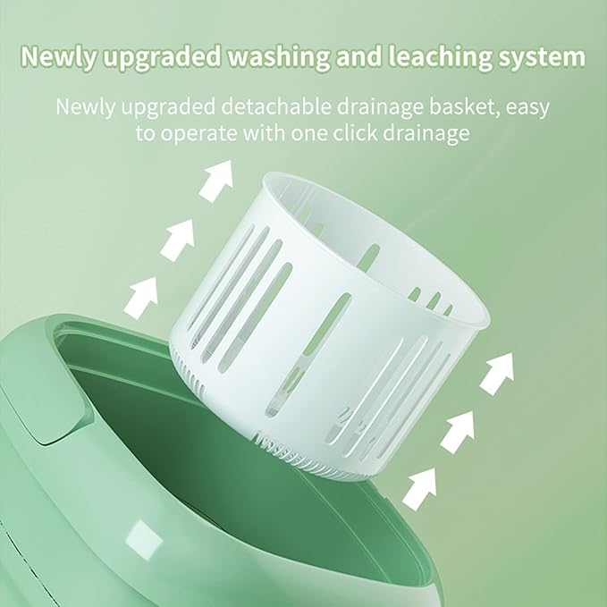 Walbest Mini Portable Washing Machine, 8L Foldable Small Washers Machine for Baby Clothes, Underwear, 2-in-1 Washing Machine & Spin Dry Folding Travel Laundry Tub for Cleaning Sock Small Rags Green U