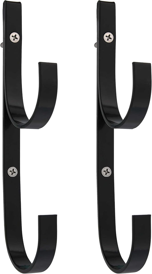 U.S. Pool Supply Pool Pole Hanger - 2 Black Aluminum Pool Hooks for Poles - Equipment Fence Hook for Nets, Skimmers, Leaf Rakes, Vacuums, Vacuum Hoses, Telescopic, Attach Accessories, Holder Organizer