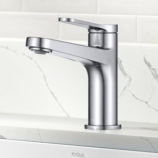 KRAUS Indy Single Handle One Hole Bathroom Sink Faucet in Chrome, KBF-1411CH
