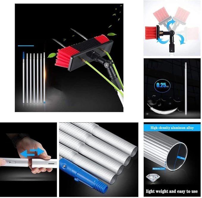 Photovoltaic Panel Cleaning, 3-12M Water Fed Telesbrush, Window Clean, Extendable Cleaner Conservatory Roof Cleaning Tools/8M Rod/30Cm Brush Head