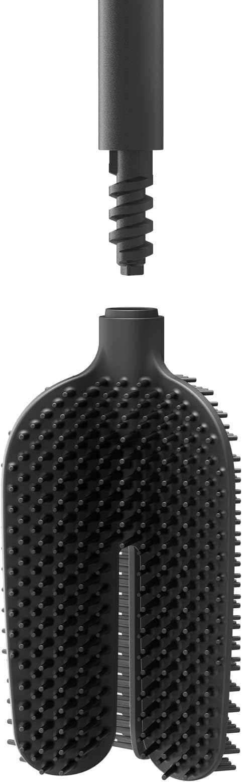 Joseph Joseph Flex 360, Advanced Smart Toilet Brush and Storage Holder Set with Anti-drip, Anti-Clog, Triple-Action Replaceable Brush Head, Matt Black