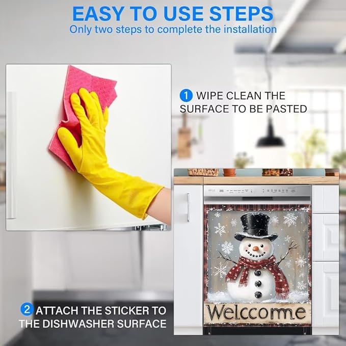 Winter Snowman Magnetic Dishwasher Sticker Kitchen Decoration, Winter Snowflakes Dishwasher Magnetic Panel Decal, Welcome Winter Dishwasher Covers for The Front (23" x 26" Magnetic)