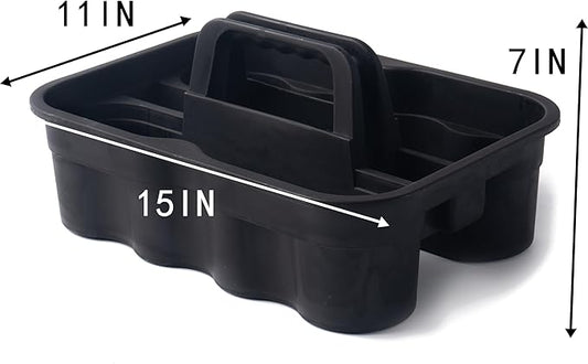 Matthew Large Plastic Tote Tool & Deluxe Supply Cleaning Caddy with Handle Portable Shower Basket Storage Caddy for Cleaning Products Organizer,Take-Out Coffee/Soft Drink,Bath Multi Use - Black