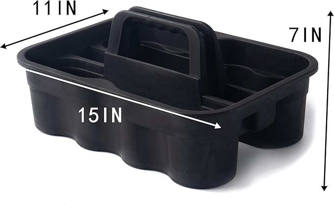 Matthew 3 Pack Large Plastic Tote Tool & Deluxe Supply Cleaning Caddy w/Handle Portable Shower Basket Storage Caddy for Cleaning,Take-Out Drink,Bathrooms - Black&Gray&Green