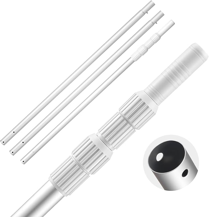 VEVOR Pool Pole, 3.4 to 15 Ft Telescoping Swimming Pool Cleaning Poles, Professional Adjustable Telescopic Pole with 2 Extension Poles, Heavy Duty Cleaner Stick for Skimmer Net, Brush, Vacuum Head