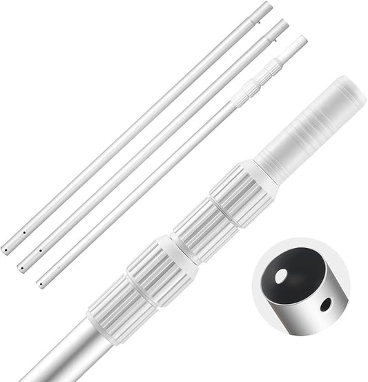 VEVOR Pool Pole, 3.4 to 15 Ft Telescoping Swimming Pool Cleaning Poles, Professional Adjustable Telescopic Pole with 2 Extension Poles, Heavy Duty Cleaner Stick for Skimmer Net, Brush, Vacuum Head