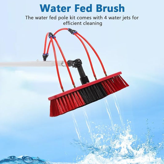 Solar Panel Cleaning Kit, Aluminum Alloy 23 FT Water Fed Pole Adjustable Washing Pole and Brush Kit Washing Dusting Equipment Tool for Window Roof Outdoor Glass
