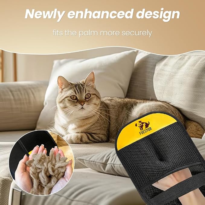 2 Pack Pet Hair Remover Gloves for Dogs & Cats, Reusable Static Fur Remover Mitt, Lint Cleaner for Clothes, Couch, Carpet, Car Seats - Image 2