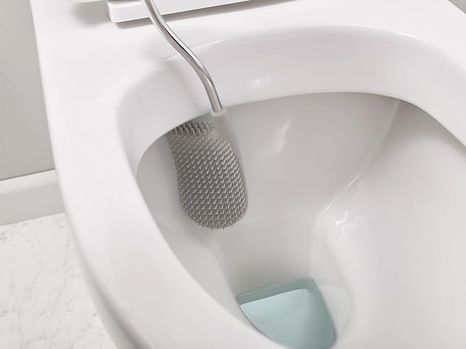Joseph Joseph Toilet Brush with Slim Holder Flexible Anti-Drip, Grey/White