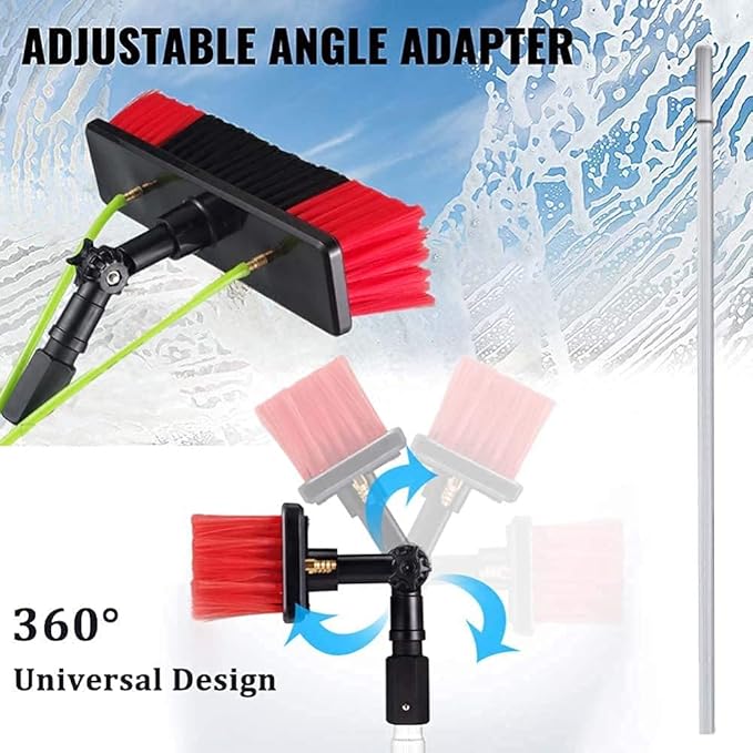 Solar Panel Cleaning Kit with Water Fed Telescopic Brush Extendable Cleaner for Windows Conservatory Roof and More 5M Rod with 50cm Brush Head