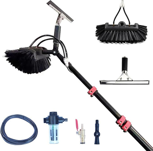 3.6-10.8M Window Cleaning Pole Water Fed Telescopic Brush Window Cleaner Kit Extendable Solar Panel Washing Equipment Cleaning Conservatory Roof (7.2M)