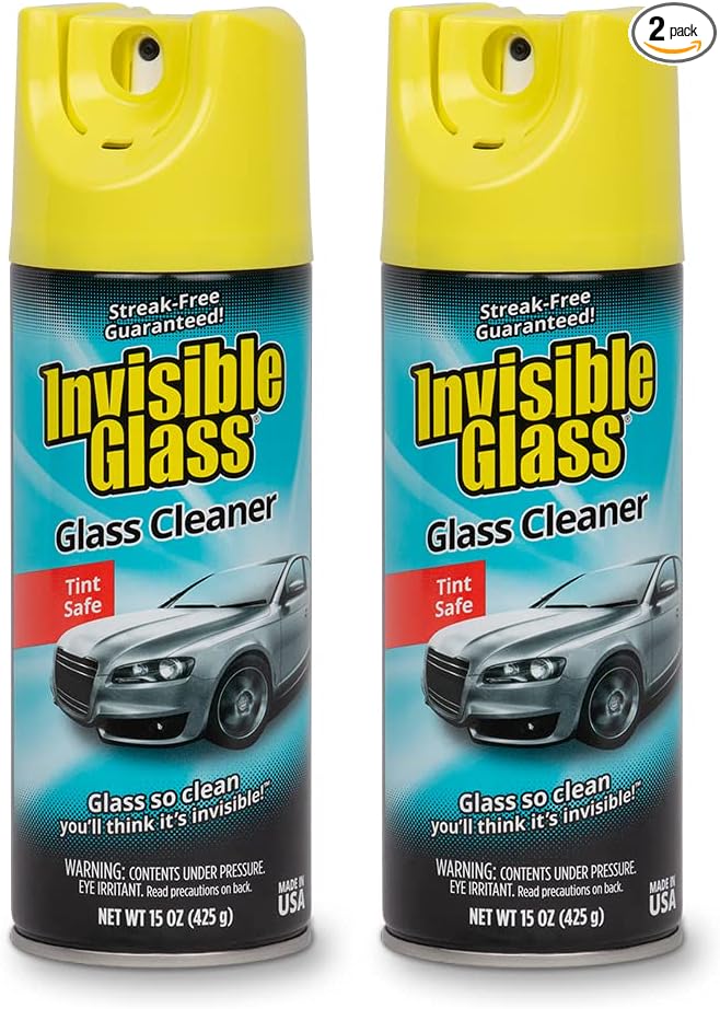 Invisible Glass 91163-2PK Premium Aerosol Glass Cleaner Spray for Car Windshields and Windows, Automotive and Home Window Cleaner, Streak-Free, Ammonia-Free, Tint-Safe ?€? 15 oz (Pack of 2)