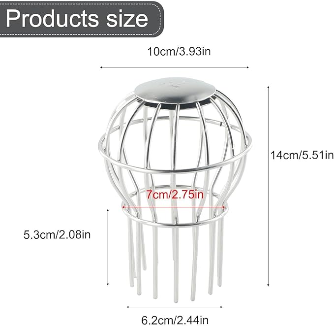 1PCS 304 Stainless Steel Gutter Guard, Outdoor Roof Anti-Blocking Line Cap Round Floor Net Cover Drainage Floor Line Leak Gutter Cleaning Tool, Mesh Guard Flexible Leaf Catcher(75MM)