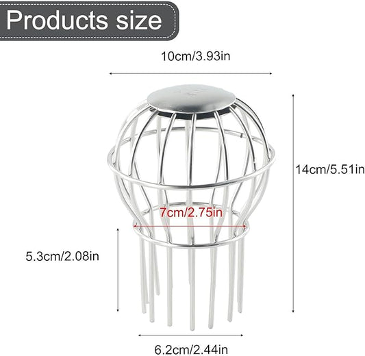 1PCS 304 Stainless Steel Gutter Guard, Outdoor Roof Anti-Blocking Line Cap Round Floor Net Cover Drainage Floor Line Leak Gutter Cleaning Tool, Mesh Guard Flexible Leaf Catcher(75MM)