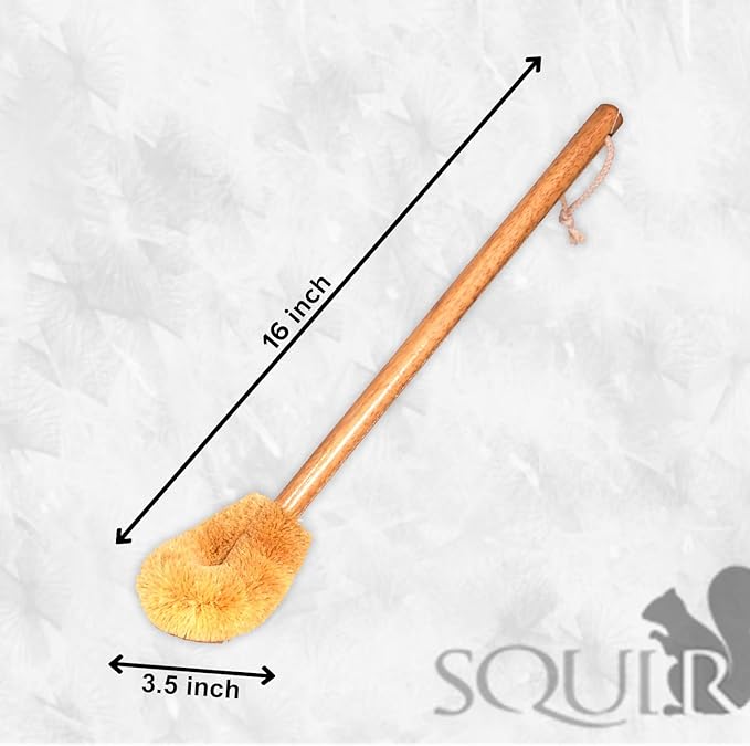 Wooden Toilet Brush with Coconut Shell Holder Eco-Friendly Wooden Toilet Bowl Cleaning Brush - Effective Toilet Cleaning Brush - Durable and Natural Toilet Cleaner