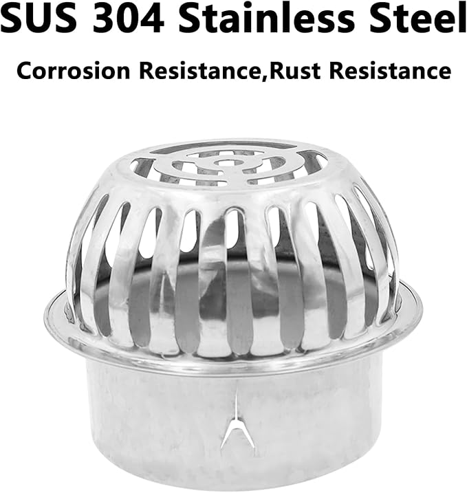 Roof Floor Drain,SAFYY 304 Stainless Steel Roof Drain Dome,Balcony Roof Dome Drain Cover,Yard Outdoor Anti Blocking Strainer,Gardens Gutter Cleaning Tool,Rain Bucket Drainage Parts (1, 110mm/4.3")