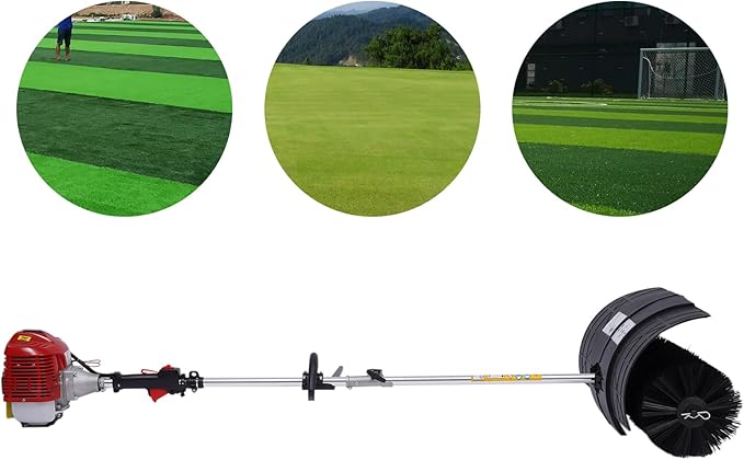 2 Stroke Gas Power Broom Sweeper Handheld Turf Grass Cleaner Driveway Snow Cleaning Machine Tool Walk Behind Tractor Air Cooling (52CC-2.3HP/1700W-With a Blower)