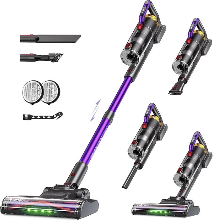 UNINELL HOME UV2 Cordless Vacuum Cleaner, 48000Pa/550W Vacuum Cleaners for Home, Lightweight Stick Vacuum with 65Mins Runtime, Self-Standing&Wall Mount Charging, Tangle-Resistant Vacuum for Pet Hair