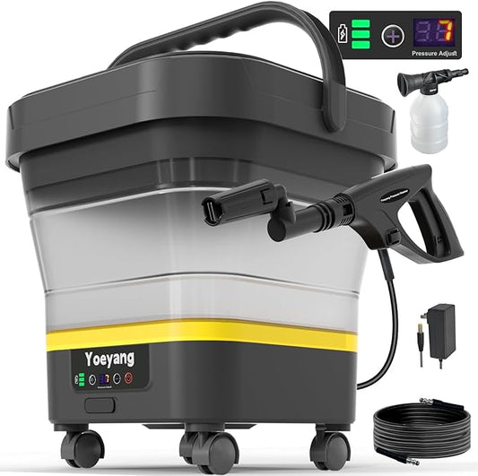 Portable Cordless Cleaner with Tank: Foldable Electric Cleaning Tool, 3.4 Gal Tank, Multi-Level Adjustable Spray, 360° Rotating Nozzle, Compact for Car, Garden, Patio, Camping
