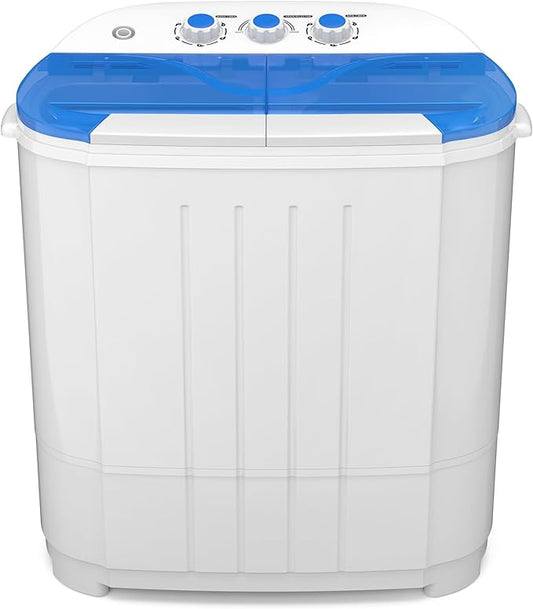 Zynkez Portable Washing Machine, 14Lbs Compact Twin Tub Laundry Washer, Semi-Automatic 9Lbs Washer and 5Lbs Spinner Combo for Apartments, Dorms, RVs