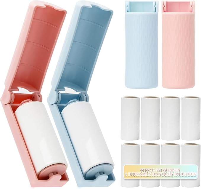 16 Pack Travel Lint Roller with 360 Sheets, Mini Portable Lint Remover | with 4 Handles & 12 Refills,Reusable Pet Hair Remover for Clothes with Cover, Easy to Clean for Luggage Use by Unknown