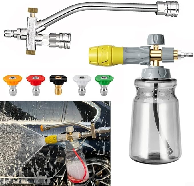 1000ml Handheld Foam Watering Can Sprayer High Pressure Car Wash Spray Bottle Dual Purpose Switch Snow Foam Pressure Washer Cleaning Tool for Cars Motorcycles Roofs Driveways(Rod and Nozzle)