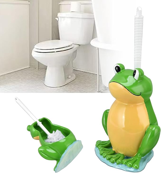 Frog Shape Toilet Brush Set, Creative Bathroom Cleaning Brush with Holder, Ergonomic Handle, and Space Saving Design for Effective Cleaning