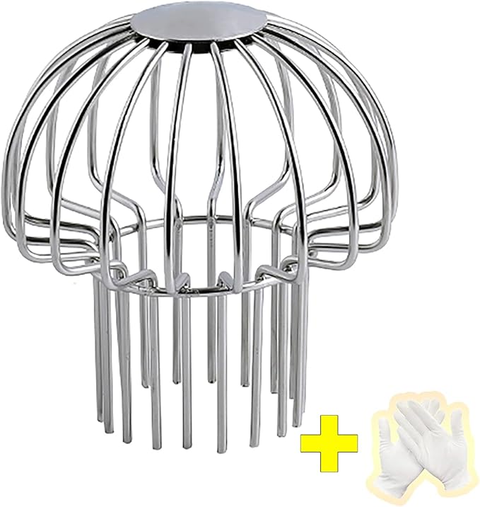 Gutter Guard 304 Stainless Steel Outdoor Roof Drain Anti-Blocking Line Cap, Mushroom Type Drainage Gutter Guard Filter, Gutter Cleaning Tool, for Stops Leaves Seeds and Other Debris,3in