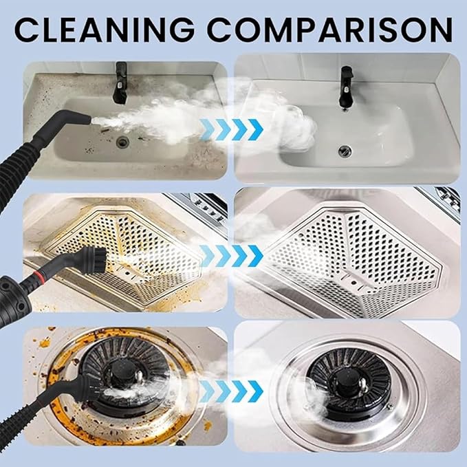 Steam Cleaner Pro Pressurized Handheld Multi-surface Steam Cleaner for Home Use with 12 PCS Accessories & Safety Lock Steamer for Cleaning Car Floor Upholstery Walls Grout and Tile